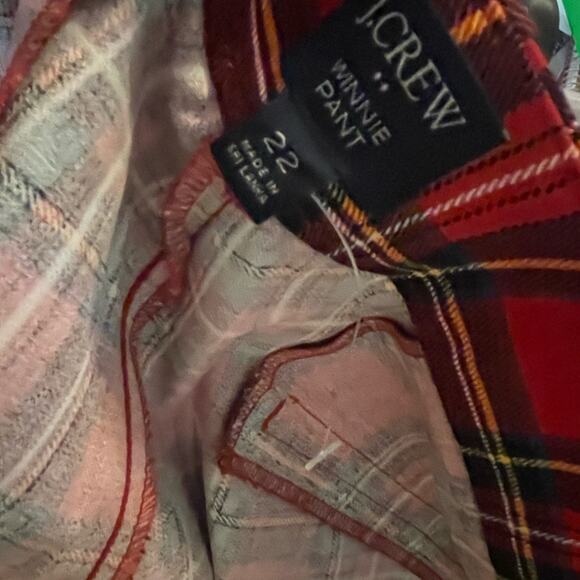 J. Crew Red Plaid Ankle Pants - Picture 6 of 7